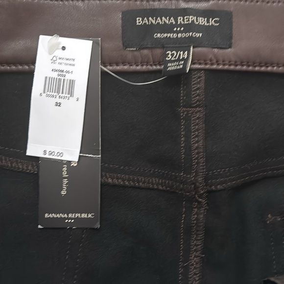 Brown Vegan Leather Cropped Bootcut Banana Republic Pants Sz 32/14 NWT - Picture 2 of 8
